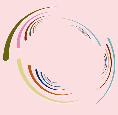Single mottled, multi-color and colorful spiral, swirl, twirl element. Twisted cyclic, circular and radial, radiating whorl, volute shape over colored backdrop, backgroundのイラスト素材