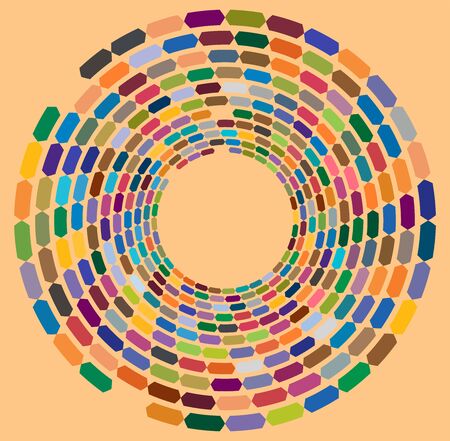 Single mottled, multi-color and colorful spiral, swirl, twirl element. Twisted cyclic, circular and radial, radiating whorl, volute shape over colored backdrop, backgroundのイラスト素材