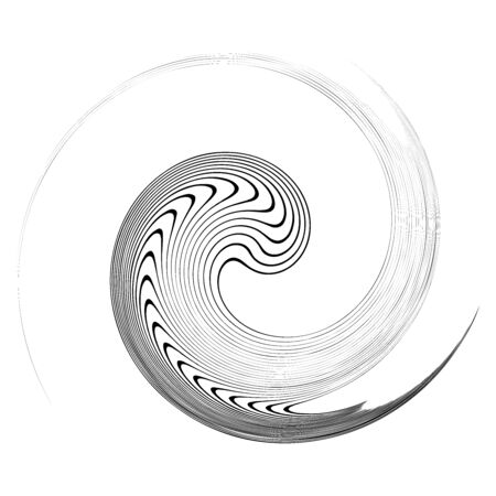 Monochrome volute, vortex shapes. Twisted helix elements. Rotation, spin and twist concept designのイラスト素材