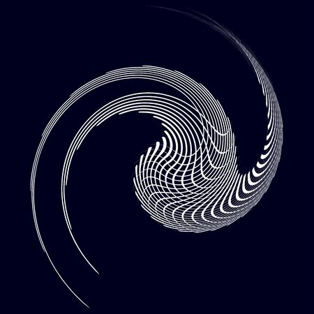 Monochrome volute, vortex shapes. Twisted helix elements. Rotation, spin and twist concept designのイラスト素材
