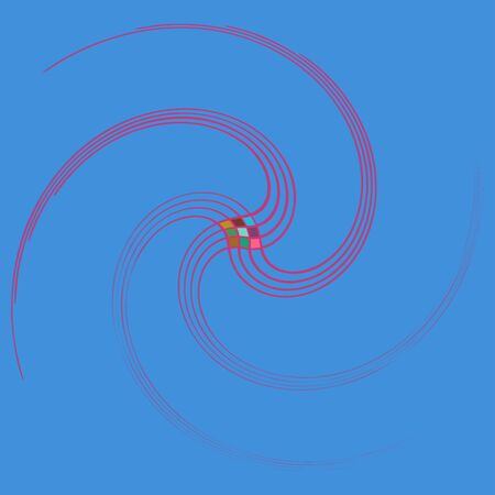 Smudged, smeared creamy single mottled, multi-color and colorful spiral, swirl, twirl element. Twisted cyclic, circular and radial, radiating whorl, volute shape over colored backdrop, backgroundのイラスト素材