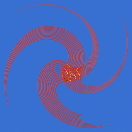 Smudged, smeared creamy single mottled, multi-color and colorful spiral, swirl, twirl element. Twisted cyclic, circular and radial, radiating whorl, volute shape over colored backdrop, backgroundのイラスト素材