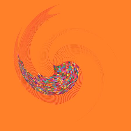 Smudged, smeared creamy single mottled, multi-color and colorful spiral, swirl, twirl element. Twisted cyclic, circular and radial, radiating whorl, volute shape over colored backdrop, backgroundのイラスト素材