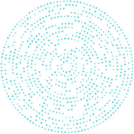 Random dots, circles abstract. Speckles, dotted radial, radiating, circular geometric illustration. Polka-dots, pointillist, pointillism design elementのイラスト素材