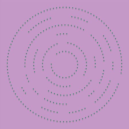 Random dots, circles abstract. Speckles, dotted radial, radiating, circular geometric illustration. Polka-dots, pointillist, pointillism design elementのイラスト素材