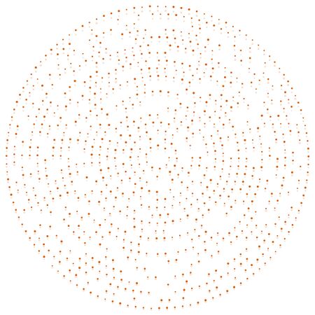 Random dots, circles abstract. Speckles, dotted radial, radiating, circular geometric illustration. Polka-dots, pointillist, pointillism design elementのイラスト素材