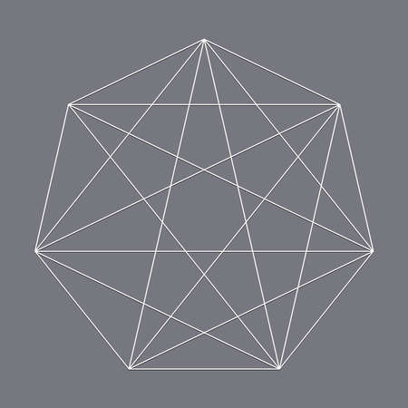 Geometric polygon with diagonal angles drawn. Geometry vector design shape, element â Stock vector illustration, clip art graphicsのイラスト素材