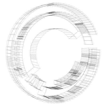 Geometric Sci-fi, Cybernetics, Cyber segmented circle, ring design element. Abstract HUD, GUI, UI circular shape â Stock vector illustration, Clip art graphicsのイラスト素材