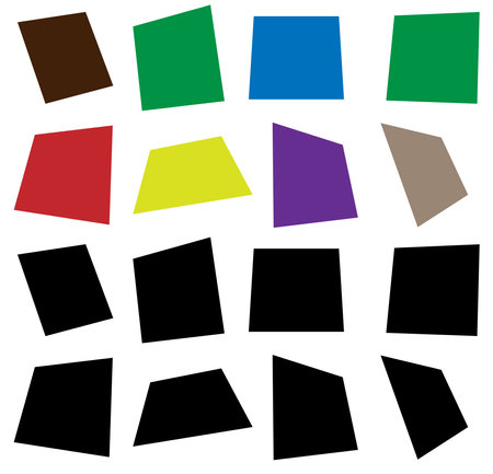 Basic square shape, Square plane in perspective. 3D flat angle trapeze, rhomb shape â Stock vector illustration, Clip art graphicsのイラスト素材