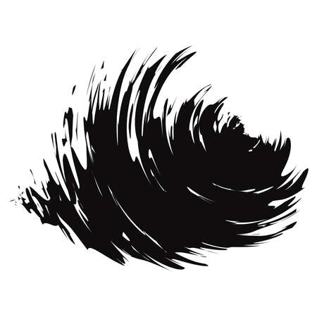 Grungy, textured circle, Grunge effect circular element. Smudge, smear paint brush effect. Liquid splatter, splash drawing sketchy, sketch circle. Ink, tint, dye blob, blotch and splodge, blot vectorのイラスト素材