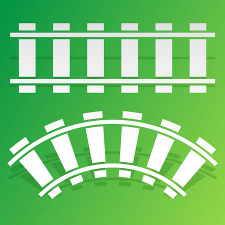 Railroad, Train track, Railway contour, silhouette vector. Tramway, metro, subway path â Stock illustration, Clip art graphicsのイラスト素材