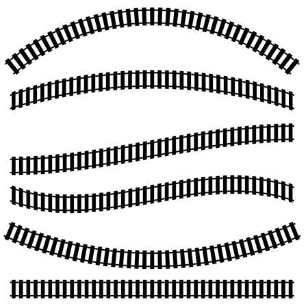 Railroad, Train track, Railway contour, silhouette vector. Tramway, metro, subway path â Stock illustration, Clip art graphicsのイラスト素材