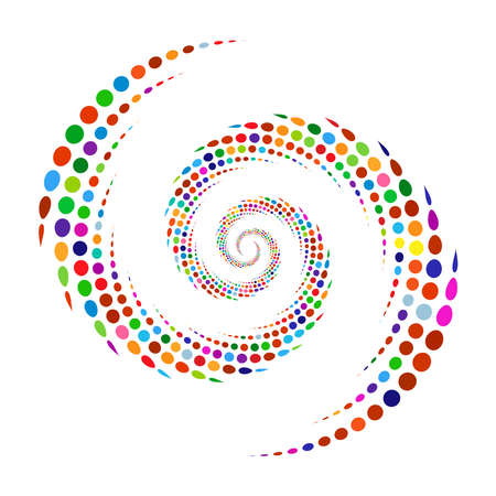 Dots, dotted circular spiral. Swirl, twirl of circles. Stippling, pointillist design. Speckles, flecks vector illustration â Stock vector illustration, Clip art graphicsのイラスト素材
