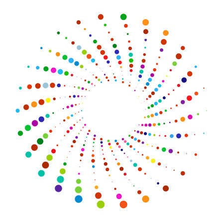 Dots, dotted circular spiral. Swirl, twirl of circles. Stippling, pointillist design. Speckles, flecks vector illustration â Stock vector illustration, Clip art graphicsのイラスト素材