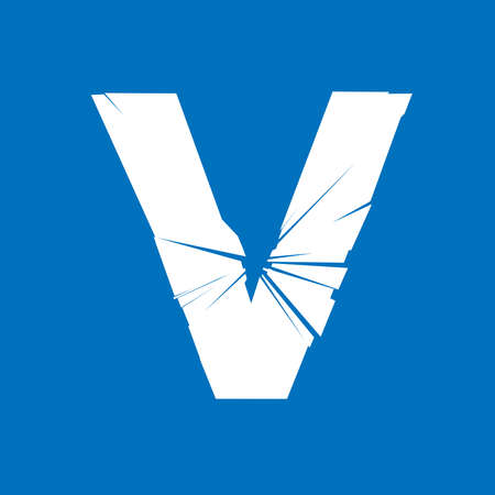 Full English alphabet - ABC in lower- and uppercase with cracked, fracture, shatter effectのイラスト素材