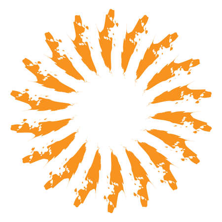 Radial element with grungy, grunge radiating lines. Burst, starburst, sunburst with grungy spokesのイラスト素材