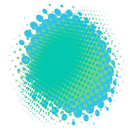Comic ink splatter colorful halftone vector pattern,texture design element.Circles,dots, screentone illustration.Freckle, stipple-stippling and speckles illustration.Pointillist-pointillism vector artのイラスト素材