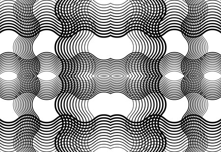 repeatable and tileable grid, mesh of zig-zag, criss-cross and wavy interlace, intertwine and interweave lines. abstract lattice and grating, grid and mesh texture, pattern and backgroundのイラスト素材