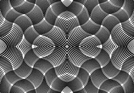 repeatable and tileable grid, mesh of zig-zag, criss-cross and wavy interlace, intertwine and...
