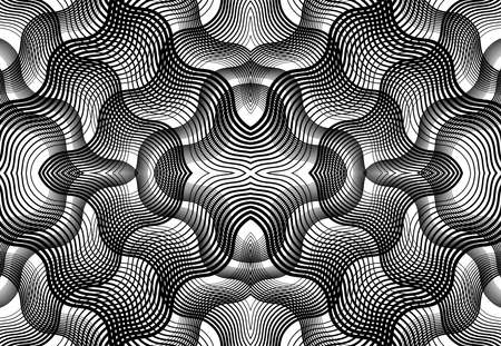 repeatable and tileable grid, mesh of zig-zag, criss-cross and wavy interlace, intertwine and...