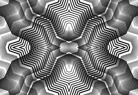 repeatable and tileable grid, mesh of zig-zag, criss-cross and wavy interlace, intertwine and...