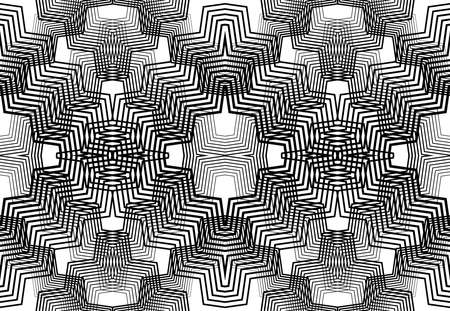 repeatable and tileable grid, mesh of zig-zag, criss-cross and wavy interlace, intertwine and...