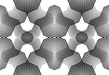 repeatable and tileable grid, mesh of zig-zag, criss-cross and wavy interlace, intertwine and...