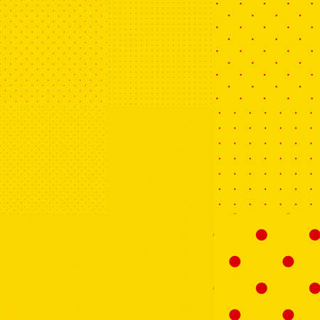 Pop-art, pointillist-pointillism seamless red, yellow circles, dots, dotted pattern, circles background. Pattern, background setのイラスト素材
