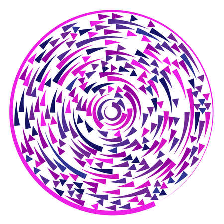 Radial, radiating lines abstract burst element. Concentric whirligig volute, helix spreading stripes. Circular, cyclic strips, streaks circle shape.Twist, spiral and rotation,loop concept illustrationのイラスト素材