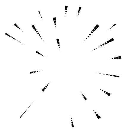 Radial, radiating lines abstract burst element. Concentric whirligig volute, helix spreading stripes. Circular, cyclic strips, streaks circle shape.Twist, spiral and rotation,loop concept illustrationのイラスト素材
