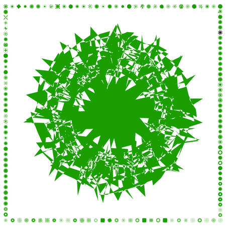 Green, organic-angular geometric generative art shapes, abstract vector illustrationのイラスト素材