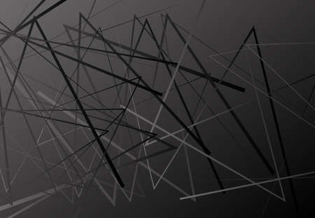 Abstract intersecting, zig-zag; criss-cross lines, strips dark black and white, grayscale background; pattern and texture. Edgy, angular lines abstract vector artのイラスト素材