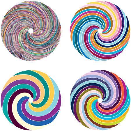 Circular Spiral, swirl, twirl design element. Concentric, radial and radiating burst of lines with rotation, gyre and curved distortionのイラスト素材