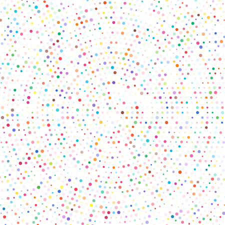 Random colourful circles, dots halftone (half tone) element in spiral, circular and radial style.Dots in swirl, twirl, rotation pattern. Color speckles, freckles, stipple.Stippling vector illustrationのイラスト素材