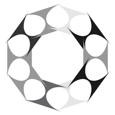 Grayscale abstract mandala, motif shape. Abstract  element. Circular shape collectionのイラスト素材