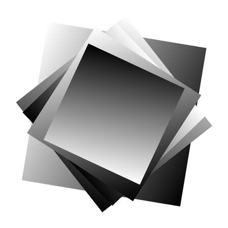 Randxom rotated overlap chaotic Squares vector illustration. Squares spiral stackのイラスト素材