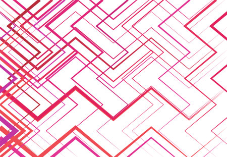 Geometric structure, network, chaotic jumble of straight, angular intersecting lines. Abstract random grid, mesh. Colorful background, texture and patternのイラスト素材