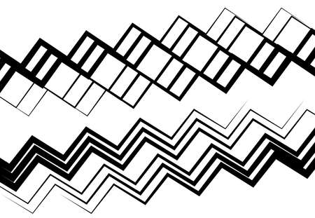 Zig-zag, criss-cross, wavy, waving and serrated, jagged lines, stripes design element. Diagonal,...