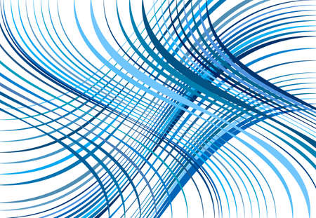 Grid, mesh of wavy, undulating, waving, billowy lines. Abstract colorful BLUE geometric background, texture, backdrop and patternのイラスト素材