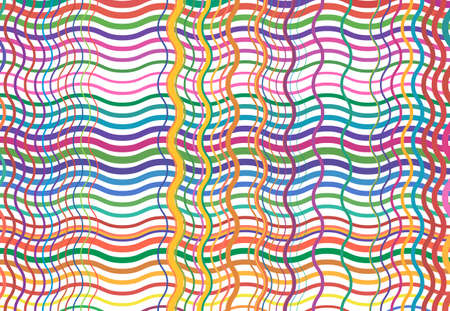 Grid, mesh of wavy, undulating, waving, billowy lines. Abstract colorful, multi-color background, texture, backdrop and pattern. squiggle, squiggly lines lattice, grilleのイラスト素材
