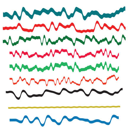 Irregular, random Wiggling, Squiggle waving, wavy lines, stripe set. Lines with billow, undulate deformation, distortionのイラスト素材