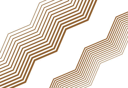 Zig-zag, criss-cross, wavy, waving and serrated, jagged lines, stripes design element. Diagonal, tilted, skew and slanting corrugated strips, streaks colorful brown geometric background, texture and patternのイラスト素材