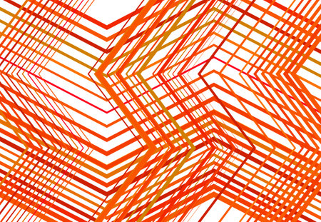 Zig-zag, criss-cross, serrated, crinkled angular grid, mesh, lattice or grating, grill of random angled lines. Abstract geometric colorful RED background, texture and patternのイラスト素材