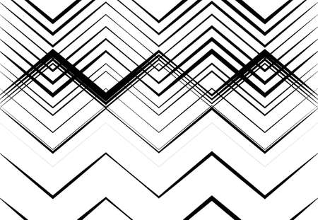Corrugated, wavy, zig-zag, criss-cross lines abstract geometric black and white, grayscale, monochrome pattern, background, texture or backdropのイラスト素材