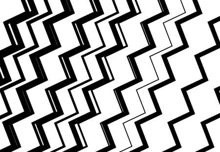 Zig-zag, criss-cross, wavy, waving and serrated, jagged lines, stripes design element. Diagonal, oblique, skew and tilt strips, streaks, black and white, monochrome geometric background, texture and patternのイラスト素材