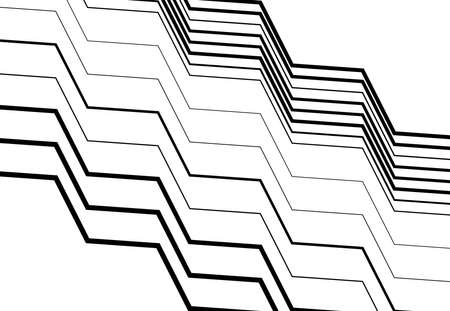 Zig-zag, criss-cross, wavy, waving and serrated, jagged lines, stripes design element. Diagonal, oblique, skew and tilt strips, streaks, black and white, monochrome geometric background, texture and patternのイラスト素材