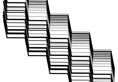 Zig-zag, criss-cross, wavy, waving and serrated, jagged lines, stripes design element. Diagonal, oblique, skew and tilt strips, streaks, black and white, monochrome geometric background, texture and patternのイラスト素材