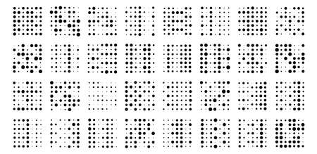 7x7 circles dots variation design. Dotted speckles, freckles. Circles grid and mesh. Vector illustrationのイラスト素材