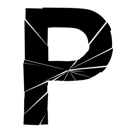Full English alphabet with cracked, fracture, shatter effectのイラスト素材