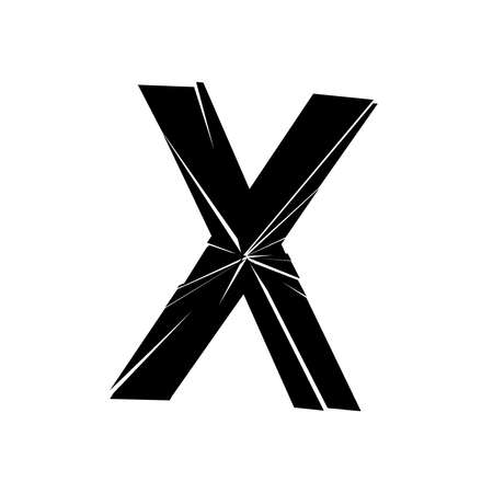 Full English alphabet with cracked, fracture, shatter effectのイラスト素材